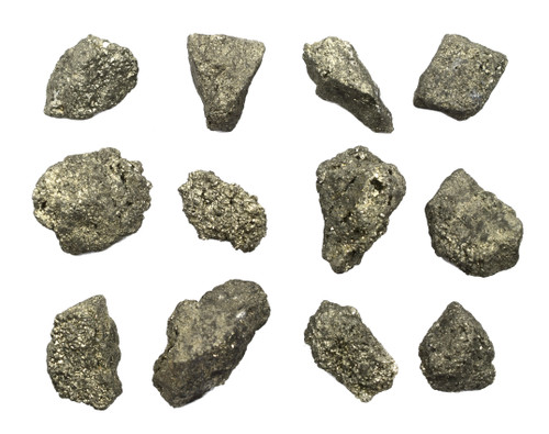 Eisco Pyrite Specimens (Mineral), Approx. 1" (3cm) - Pack of 12