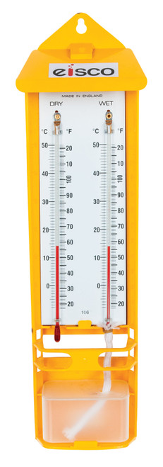 Eisco Mason's Hygrometer - Wet & Dry Bulb Thermometer, Wall-Mounted