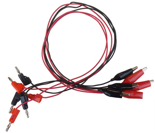 GSC Connector Cords, 24 in., Alligator Clip/Banana Plug, One Each Red & Black, Pack of 3 Pairs (Total 6 Cords)