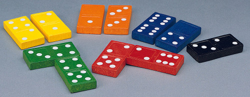 Double Six Wooden Dominoes, 6 Colors, Set of 168