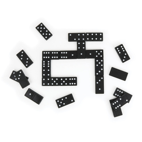 Double Six Wooden Dominoes, Black, Set of 28