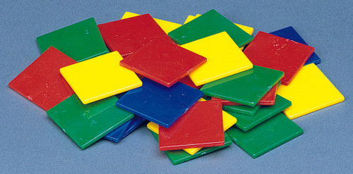 Color Tiles, 1", Thin Plastic, 4 Colors, Set of 400