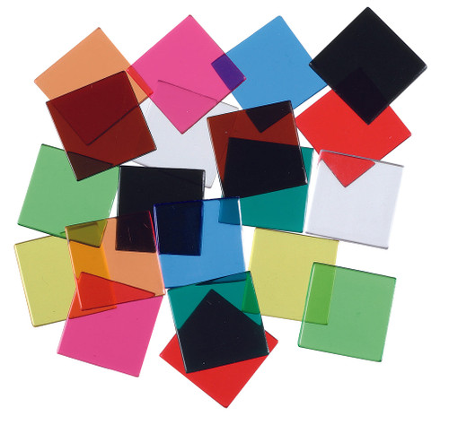 Transparent Color Tiles, 3/4", 10 Colors, Set of 50