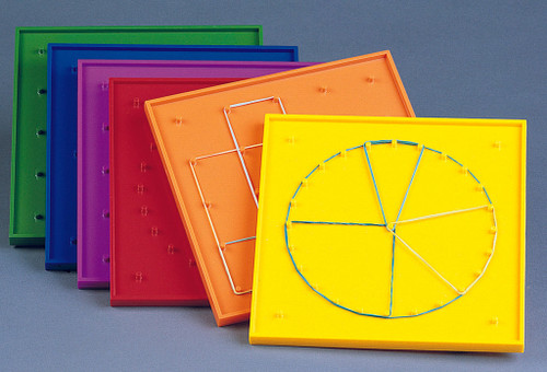 Rainbow Colored Geoboards, Double Sided, 7", Set of 6