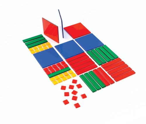 Transparent Algebra Pieces, 4 Color Teacher's Set with Guide