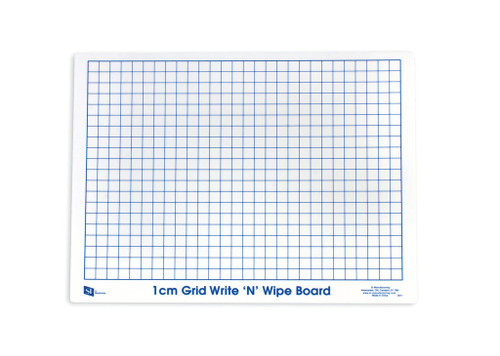 Write 'n Wipe Boards, 9" x 11", 1cm Grid, Pack of 10