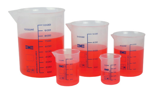 Beakers, Graduated, Nesting, Polypropylene, 50ml-1000ml, Set of 5