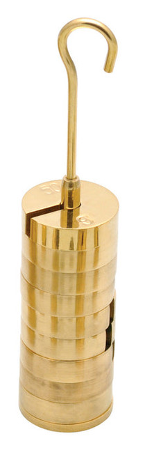 Slotted Masses, Brass, Set of 9 x 50g Masses with 50g Hanger, Total 500g || 49-