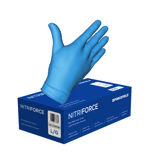 Nitrile Disposable Gloves, Powder Free, Textured Fingertips, Blue, Case of 1000