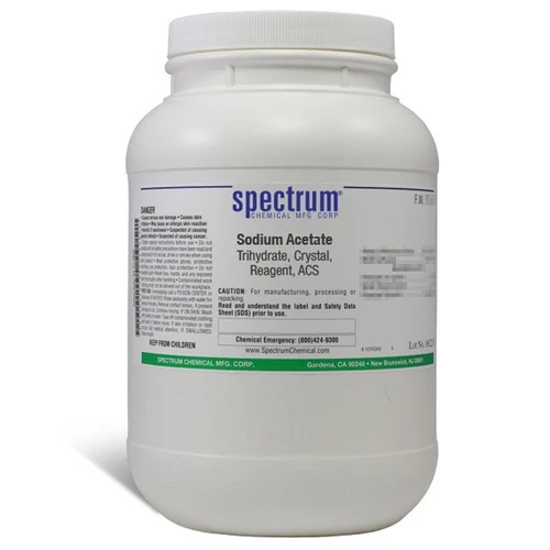 Sodium Acetate, Trihydrate, Crystal, Reagent, ACS, 4 x 2.5 kg || 65-