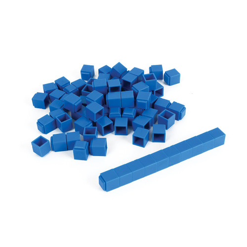 Base Ten Unit Cubes (1's), Interlocking, Blue, Pack of 100 || 25-