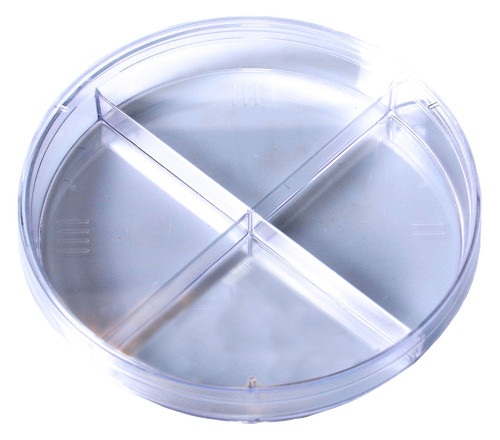Quad-Plate Petri Dish, Automation (No Rim), Polystyrene, 100 x 15 mm, 500/Case