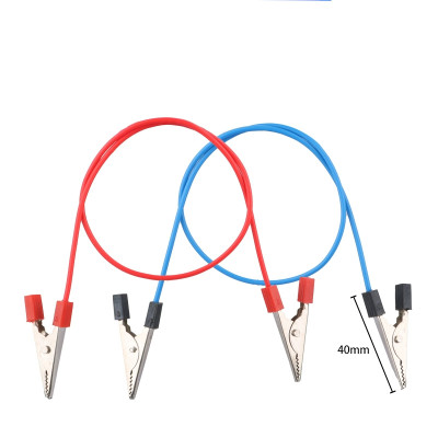 Wire Leads, Alligator Clip (Both Ends), Red & Blue, 40cm, Pack of 10