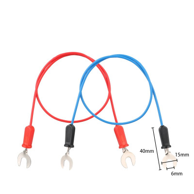 Wire Leads, Spade Terminal (Both Ends), Red & Blue, 40cm, Pack of 10