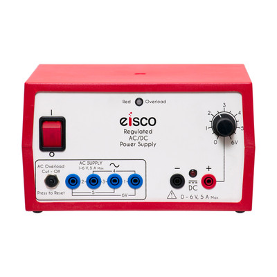 Eisco Power Supply, Regulated, AC 1-6V, DC 0-6V - 5 Amp.