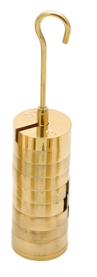 Slotted Masses, Brass, Set of 9 x 50g Masses with 50g Hanger, Total 500g || 49-