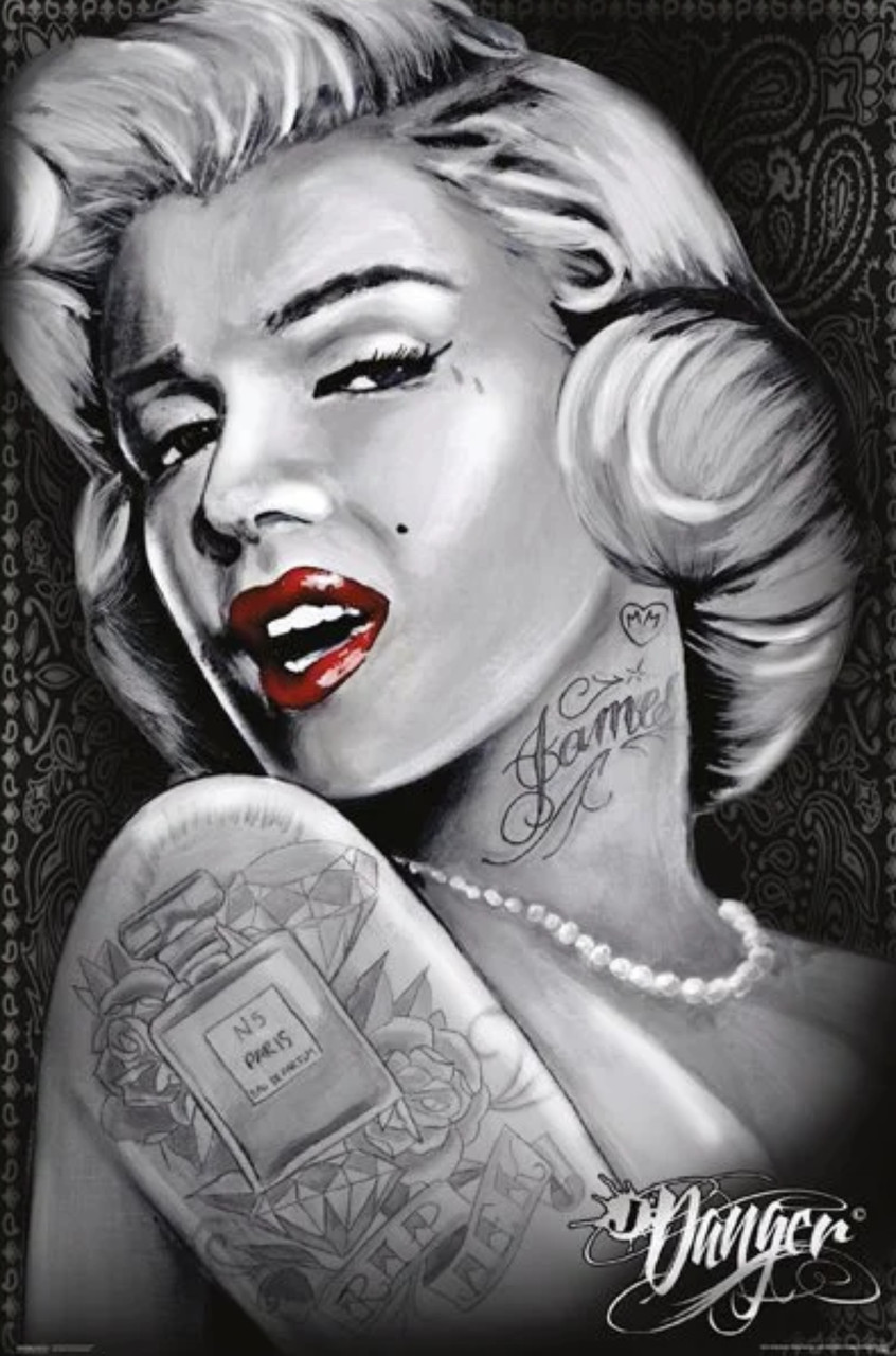 Marilyn Monroe - Red Lips and Tattoos Poster