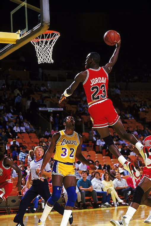 Michael Jordan / Magic Johnson - Dunking Magic Poster