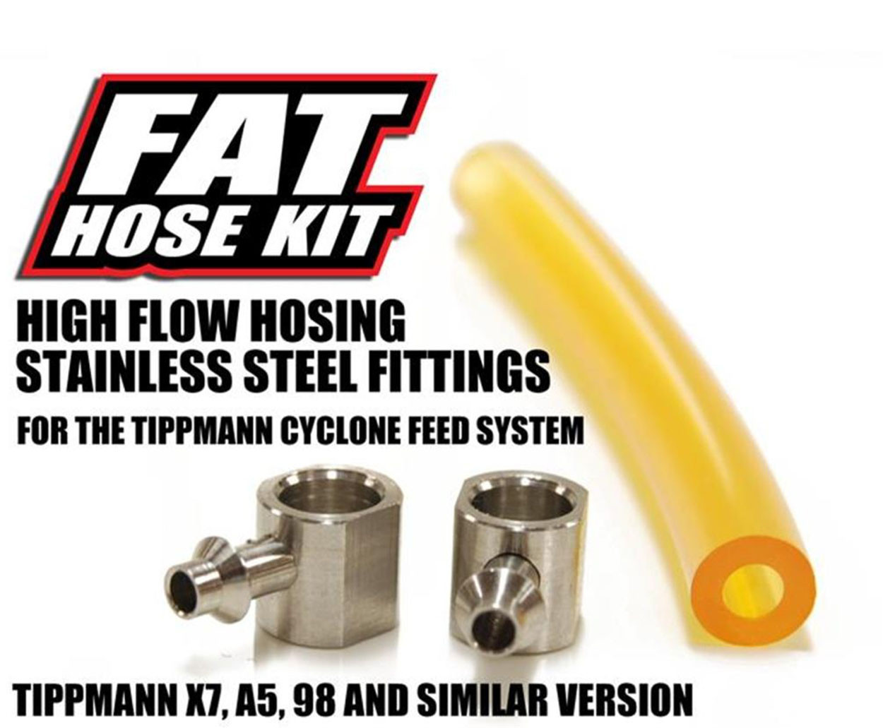 thumbnail image 2 of TECHT Fat Hose Upgrade Kit For Tippmann A5 & X7 Paintball Markers - Clear High Flow 2 of 6