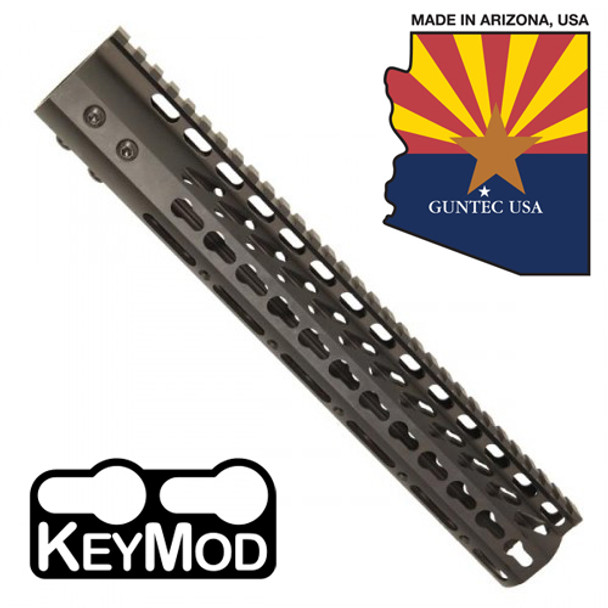 Guntec Ultra Lightweight Thin Keymod Free Float Handguard w/ Monolithic Top Rail