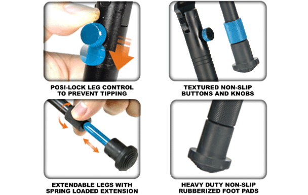 UTG New Gen Reinforced Clamp-on Bipod w/Cent Ht 8.7"-10.2"