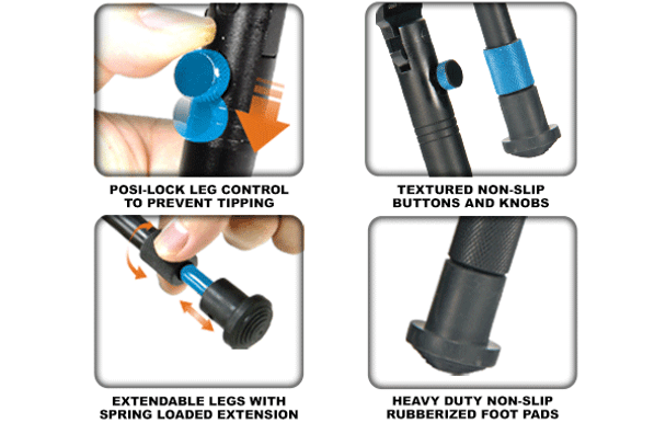 UTG New Gen Reinforced Clamp-on Bipod w/Cent Ht 6.2"-6.7"