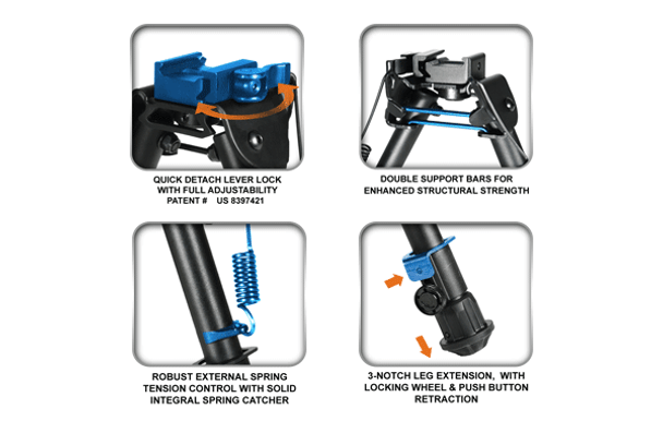 UTG Tactical OP Bipod w/QD Lever Mount/Cent Ht 5.9"-7.3"