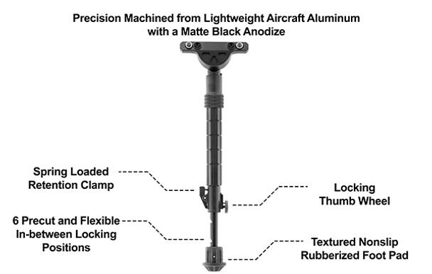 UTG Recon Flex KeyMod Bipod w/Cent Ht 8.0"-11.8" - Matte Black