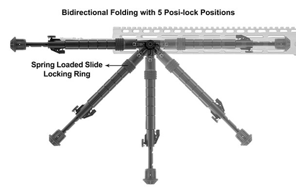 UTG Recon Flex M-LOK Bipod w/Cent Ht 8.0"-11.8" - Matte Black