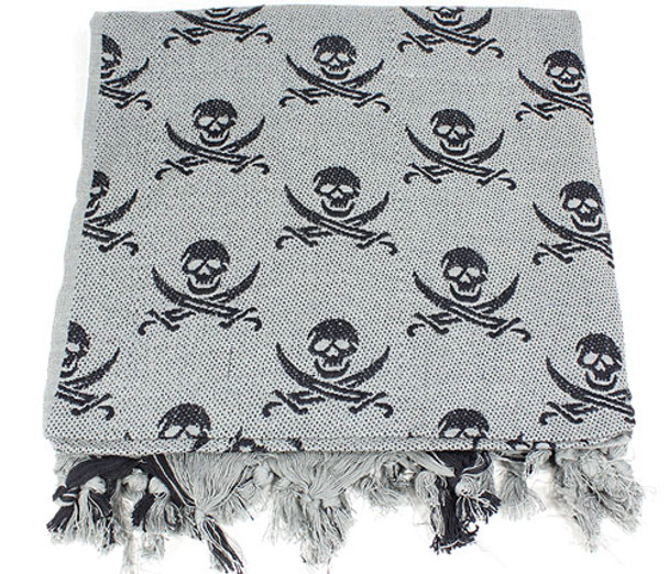 Lightweight Shemagh Tactical Scarf - Grey/Skulls