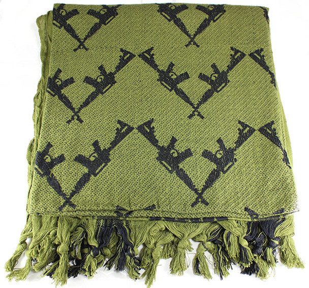 Lightweight Shemagh Tactical Scarf - OD/Guns