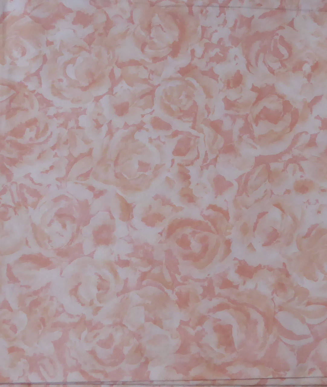 Vintage Pink Roses on White Cotton Fabric 40 Inch long Piece