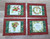 Holiday Placemats Floral Starry Border Set of 4 Created Handmade and Quilted