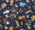 Vintage Cute African Animals on Black Cotton Fabric by the yard