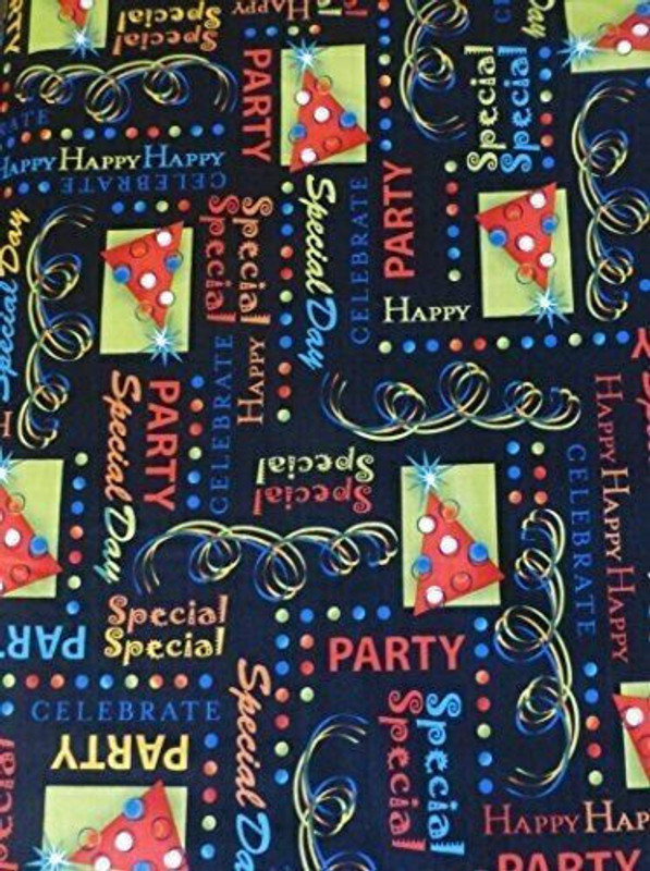 Party On Celebration Words Cotton Fabric by Quilting Treasures