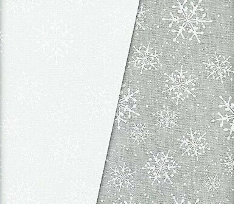 Silver Snowflakes on White Glitter Christmas Cotton Fabric