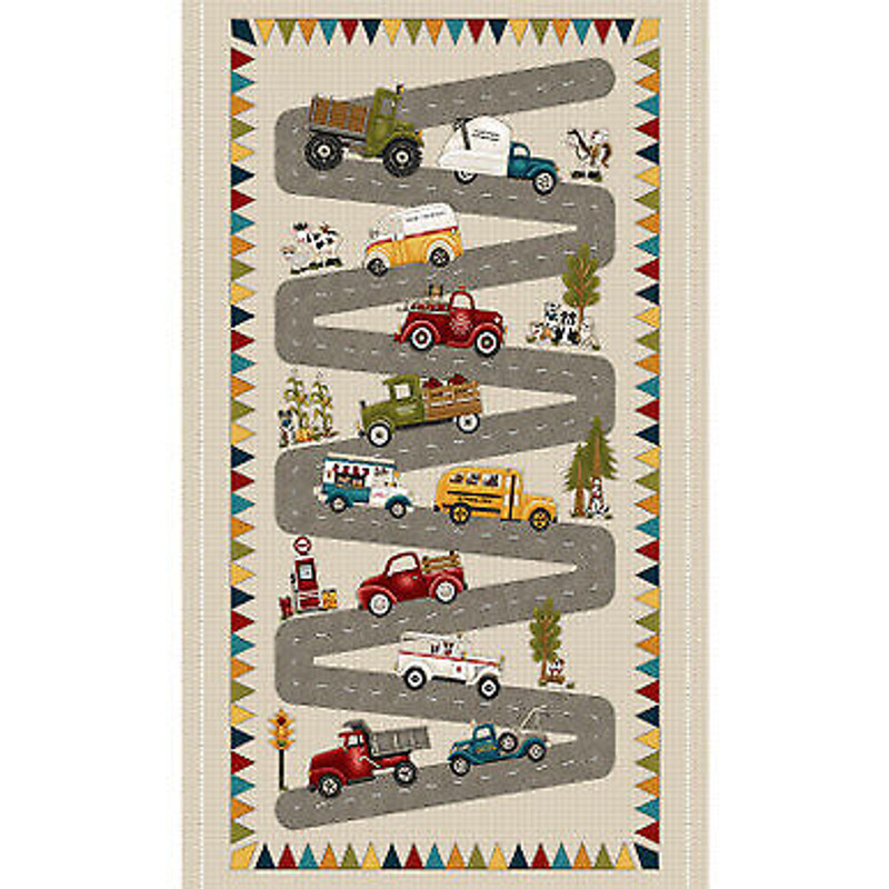 Papas Old Truck Banner 24x44 inch Cotton Fabric by Henry Glass