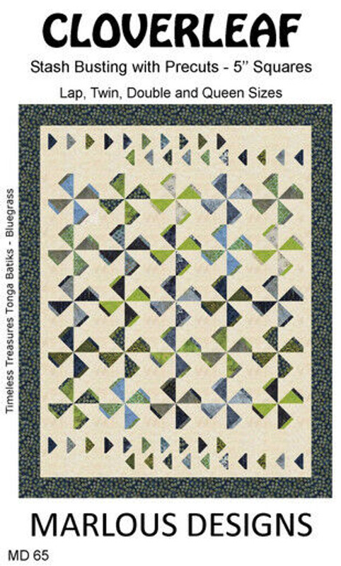 Cloverleaf Quilt Pattern using 5" Precut Squares, 5 sizes -Marlous Designs