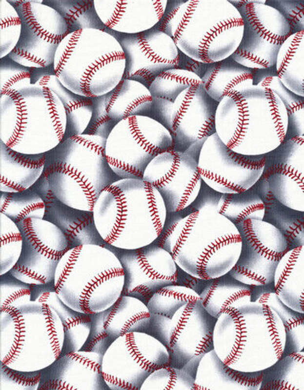 Timeless Treasures Fabrics White Sports Novelty Packed Baseballs