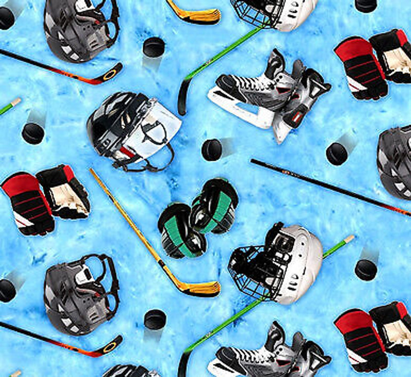 Hockey Sports Collection Cotton Fabric by Elizabeth's Studio