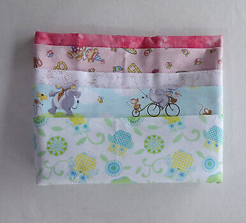 Fat Qtr Bundle Five Pink Blue Childrens Cotton Fabric by Various Manufactures