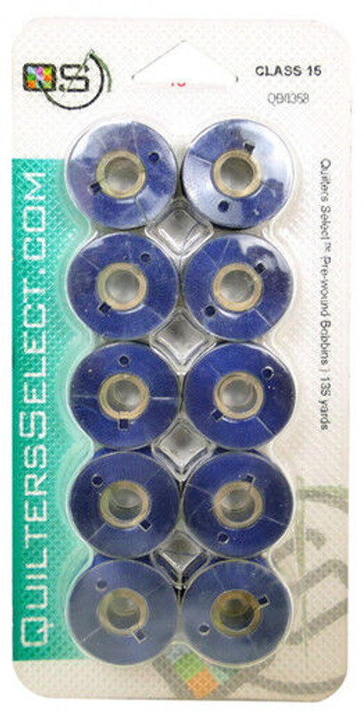 Quilters Select 0358 Navy Satin Pre wound Bobbins for Class 15 Sewing Machines