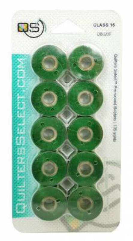 Quilters Select 0206 Wreath Green Prewound Bobbins for Class 15 Sewing Machines