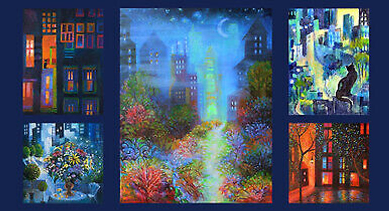 City Lights Panel 23x 42  Cotton Fabric by Clothworks