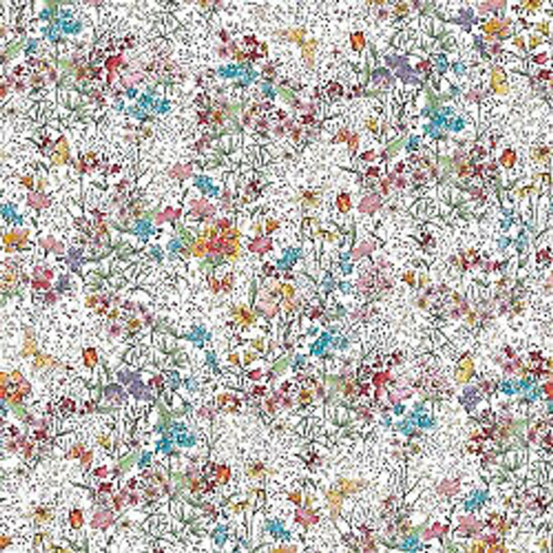 Meadow Edge Large Tossed bouquets and Butterflies  on Cotton Digital Fabric b...