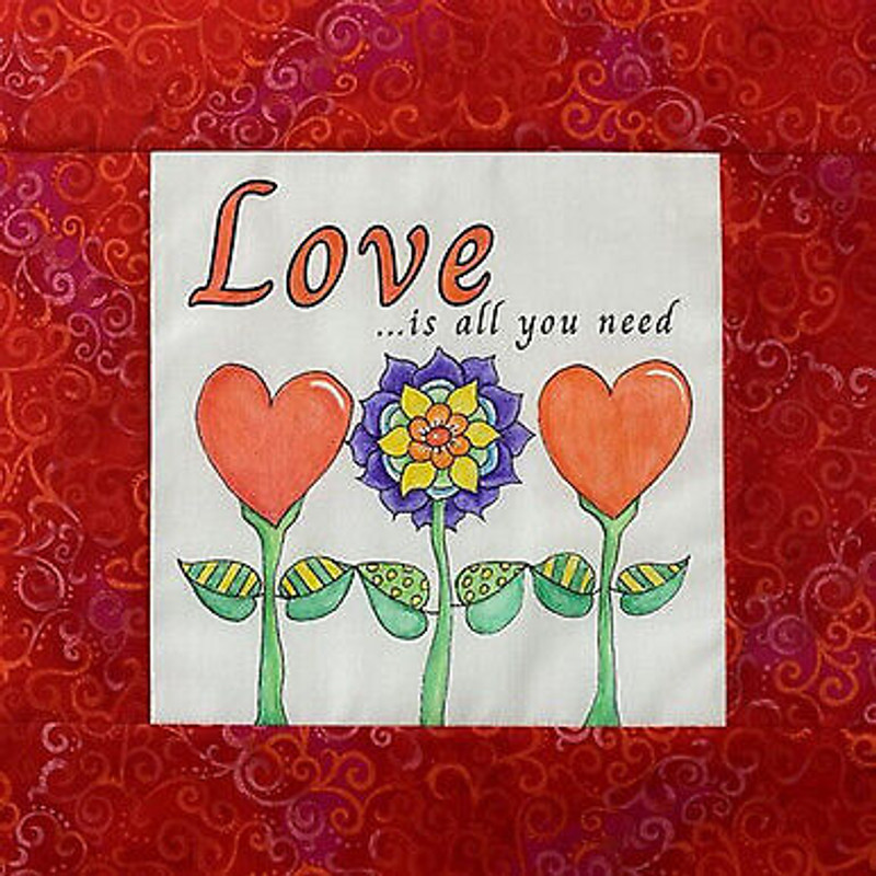 Love is all you need Pre Printed mini quilts ready to color by Lauretta Crites