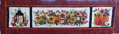 Lovely Fall Floral Table Runner 13x 42Cotton Fabric  Handmade and Quilted by Sue