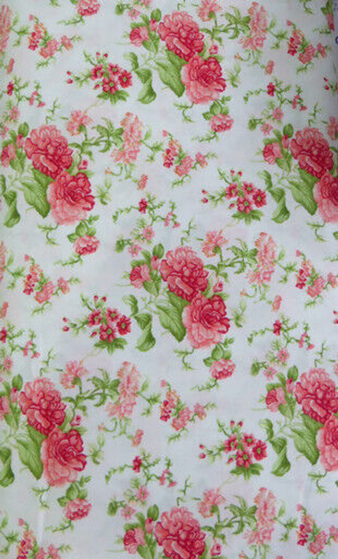 Roses on White Cotton Fabric Sold by the Yard Mook Fabrics