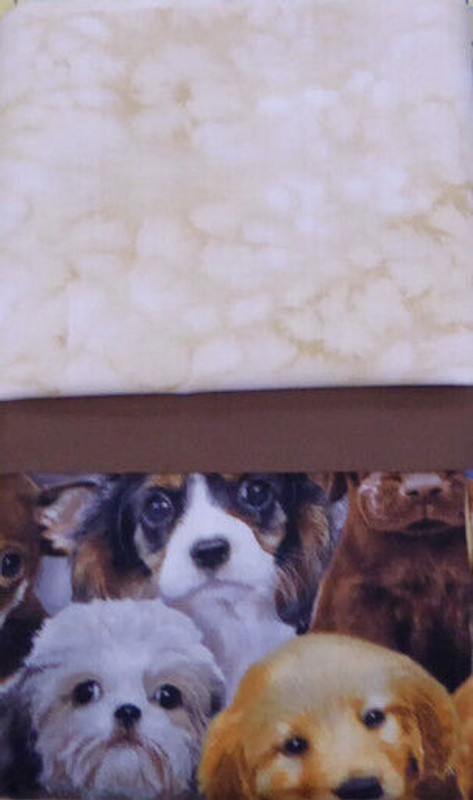 Lovable Dogs on Brown Pillowcase Kit-with instructions, Cotton Fabric