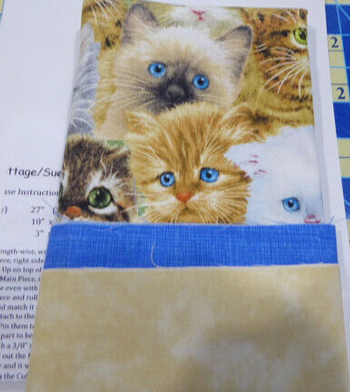 Lovable  Kittens with Blue Pillowcase Kit-with instructions, Cotton Fabric